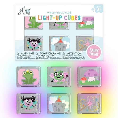 Glo Pals Water-Activated Light-Up Cubes for Bathtime and Sensory Play - Includes 6 Reusable Light-Up - Sensory Toys and Glowing Bath Cubes for Kids and Toddlers - Fairy | Amazon (US)