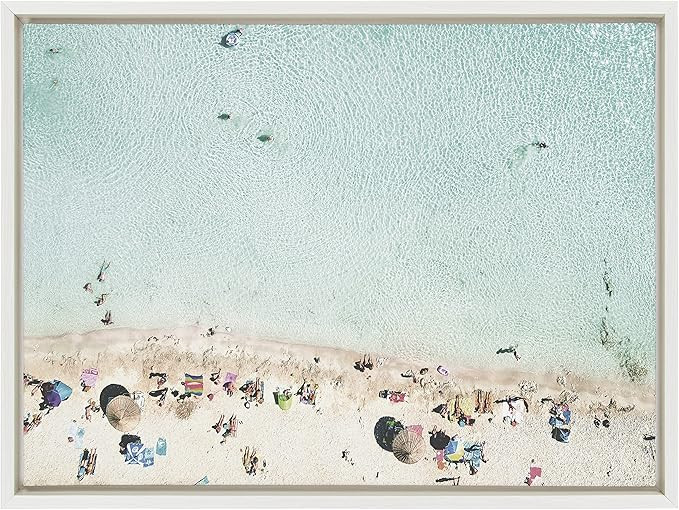 Kate and Laurel Sylvie Turquoise Beach from Above 2 Framed Canvas Wall Art by Amy Peterson Art St... | Amazon (US)