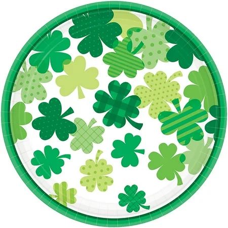 HollyDel St. Patrick's Day Drinkware & Serveware, Tableware; 2x PACK ofBlooming Shamrock Lunch Plate | Walmart (US)