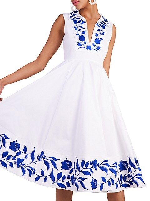 Zig-Zag Floral Midi-Dress | Saks Fifth Avenue
