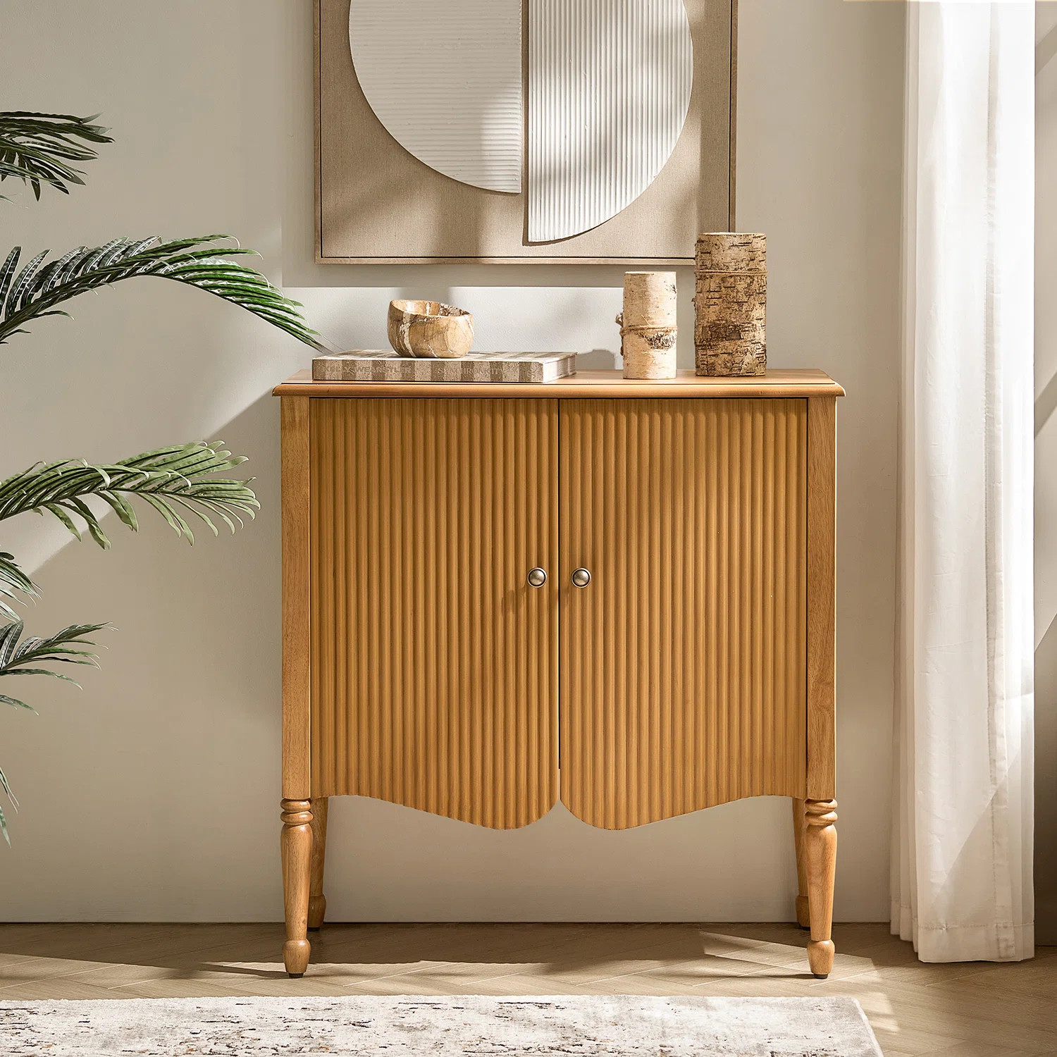 Martha Transitional 32"W 2-Door Fluted Curved Accent Cabinet with Adjustable Shelves | Wayfair North America