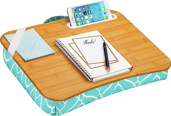 LapGear Designer Lap Desk with Phone Holder and Device Ledge - Aqua Trellis - Fits up to 15.6 Inc... | Amazon (US)