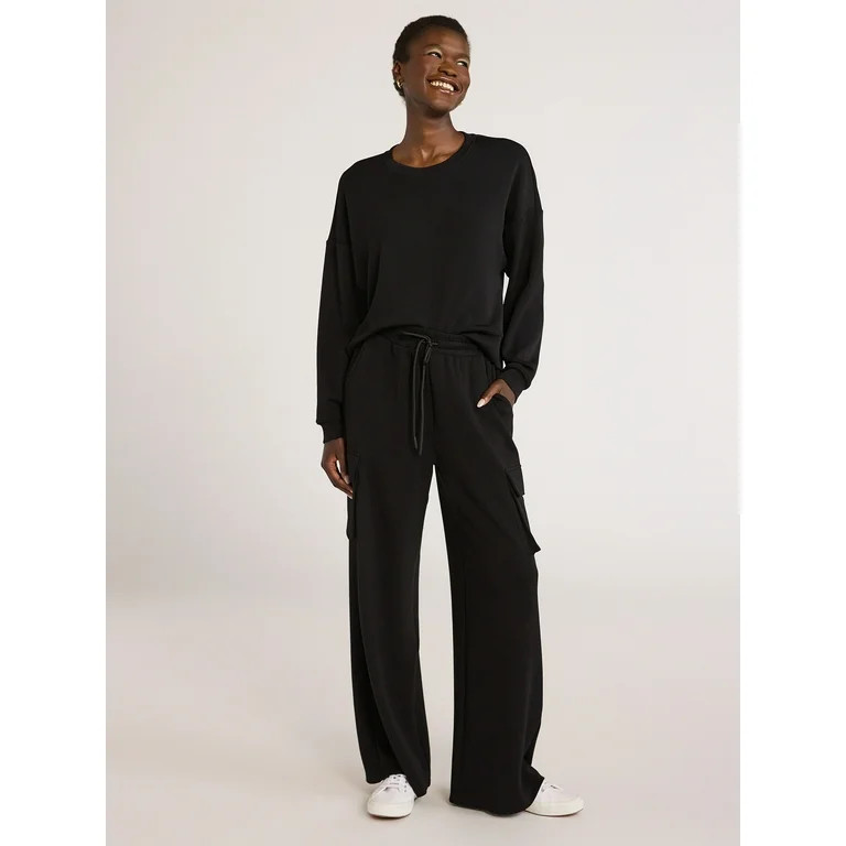 Scoop Women's Ultimate ScubaKnit Wide Leg Cargo Pants, Sizes XS-XXL - Walmart.com | Walmart (US)