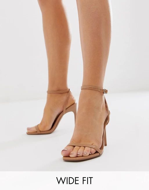 ASOS DESIGN Wide Fit Nova barely there heeled sandals in beige | ASOS UK