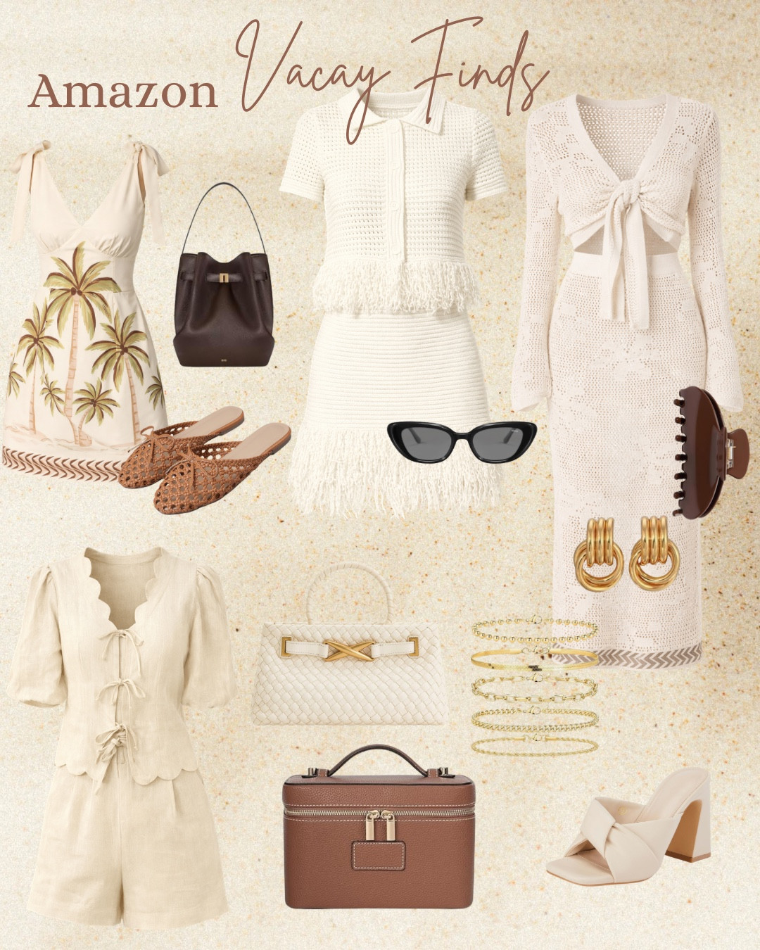 Amazon Vacay Finds 🤍
Neutral, effortless pieces that give elevated European summer energy — all from Amazon ✨

From beach days to dinner nights, these are the easiest outfits to pack for a chic, minimal vacation

Everything linked to shop 🤍

#amazonfinds #amazonfashion #vacationoutfits #resortwear #neutralstyle #summeroutfits #ltkstyle #coastalstyle #capsulewardrobe #effortlessstyle #springoutfits #minimalstyle #chicoutfits #summeroutfits #capsulewardrobe 
#LTKootd #LTKgrwm #LTKOver40 #LTKSeasonal

spring outfits 2026, spring dresses, vacation outfits beach, date night outfits, two piece swimsuit, bikini, beach bag, one piece swimsuit, beach cover up, beach dress, black dress, evening bag, sunglasses, claw clips, makeup bag, organizer, travel essentials, earrings, handbags, jewelry, summer shoes, two piece set, flat sandals, coord set, matching set 

#LTKSwim #LTKTravel #LTKSaleAlert