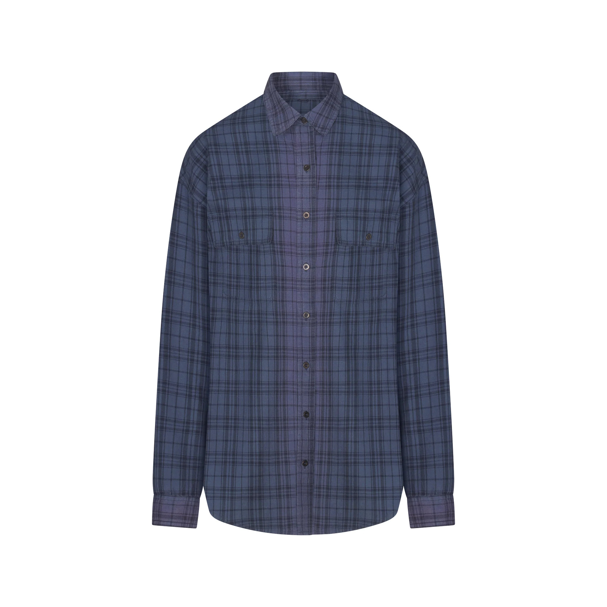 WASHED FLANNEL OVERSIZED SHIRT | GRAPHITE PLAID | SKIMS | SKIMS (US)
