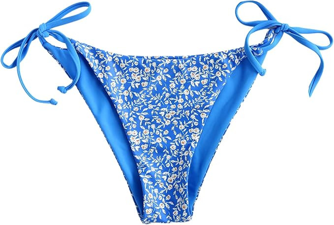 ZAFUL Bikini Bottoms for Women Tie Side String Bathing Suit Bottoms High Cut Swimsuit Bottom | Amazon (US)