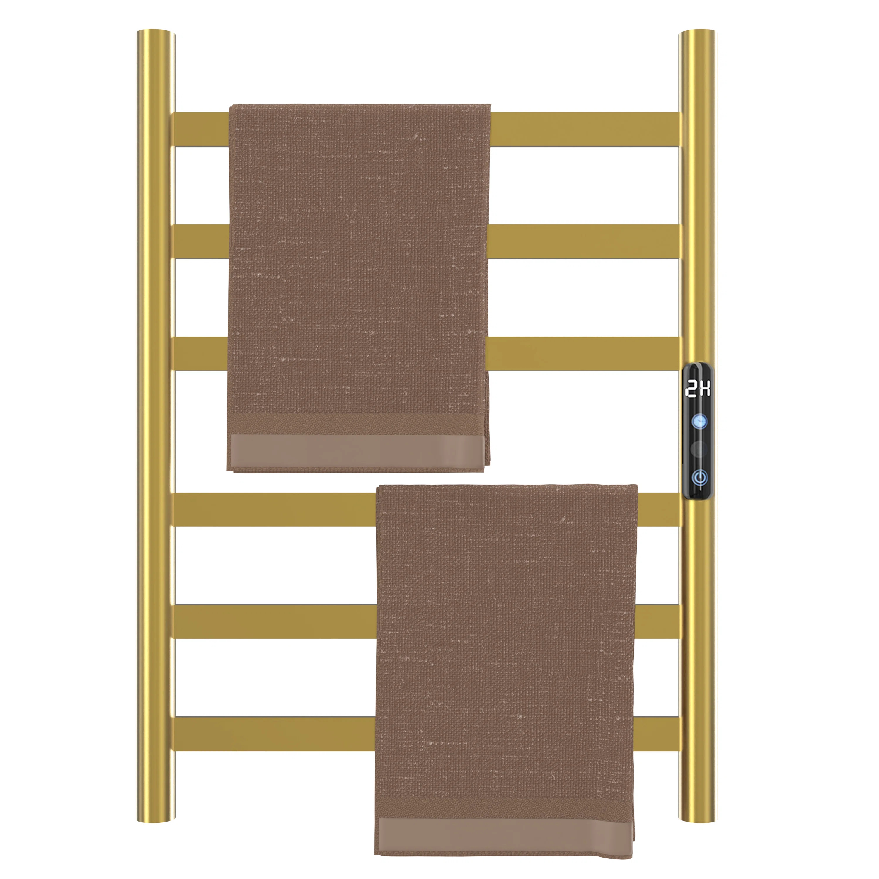 Heated towel rack, towel heater with timer, bathroom wall mounted, 6 tracks, hard wired or plug-i... | Wayfair North America