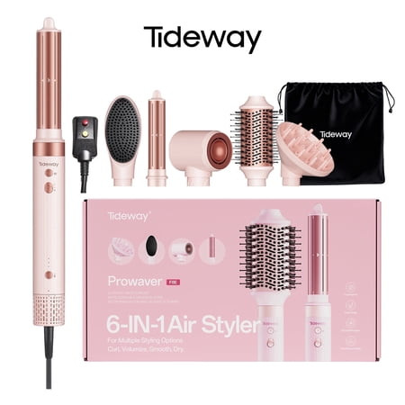 Tideway Prowaver 6-in-1 Hot Air Styler Wrap, Ionic Dual Voltage Hair Dryer & Blow Dryer Brush | Walmart (US)