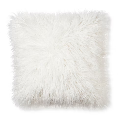 Mongolian Fur Decorative Pillow - Cream (Square) - Xhilaration™ | Target