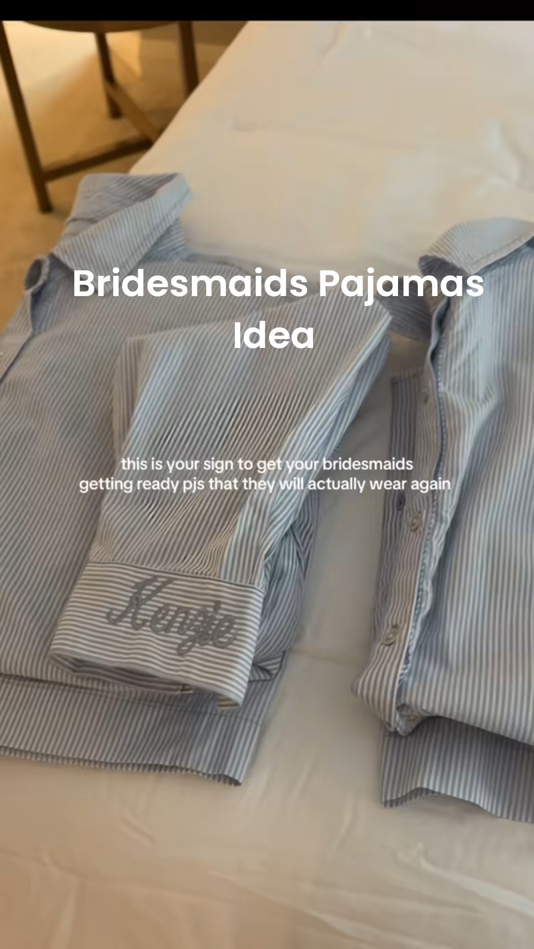 I linked exact and similar but I got this set from aerie for my bridesmaids and took them to a shop to get the sleeve embroidered. They LOVED them and wear as pajamas and to the pool/beach.

#LTKWedding