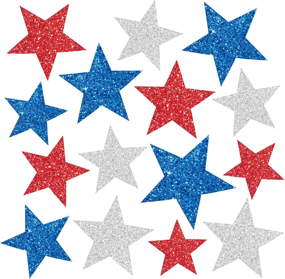 15Pcs Patriotic Refrigerator Magnets Glitter Printed Star Magnetic Stickers Red Blue Silver 4th o... | Amazon (US)