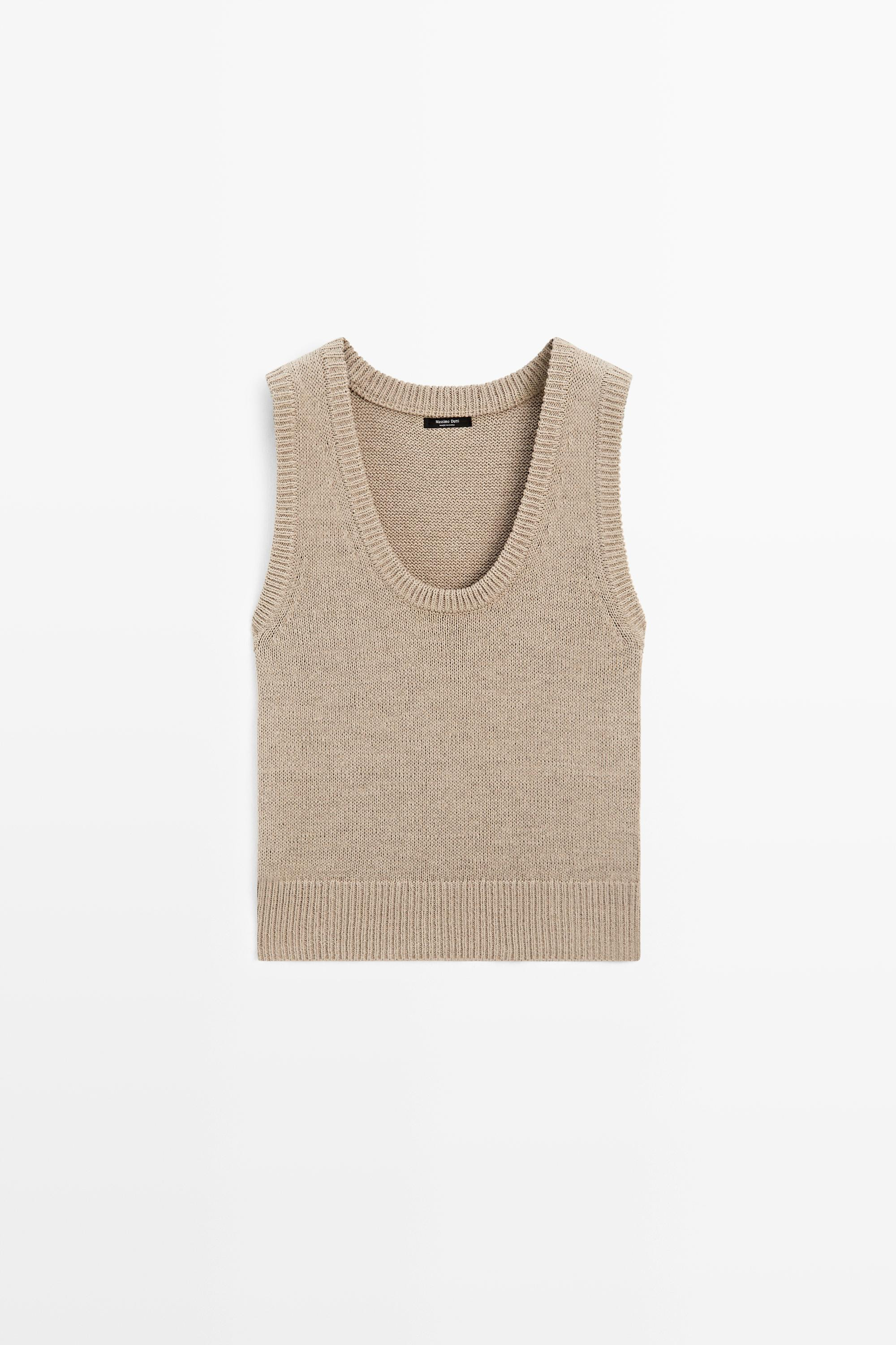 COTTON-BLEND RIBBED KNIT VEST | Massimo Dutti UK