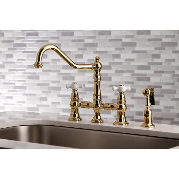 Restoration Bridge Faucet with Side Spray | Wayfair North America