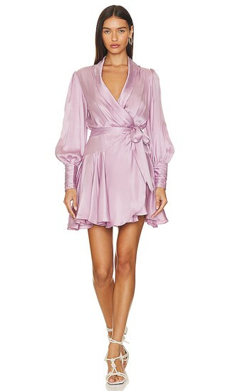 Silk Wrap Mini Dress in Musk | Revolve Clothing (Global)