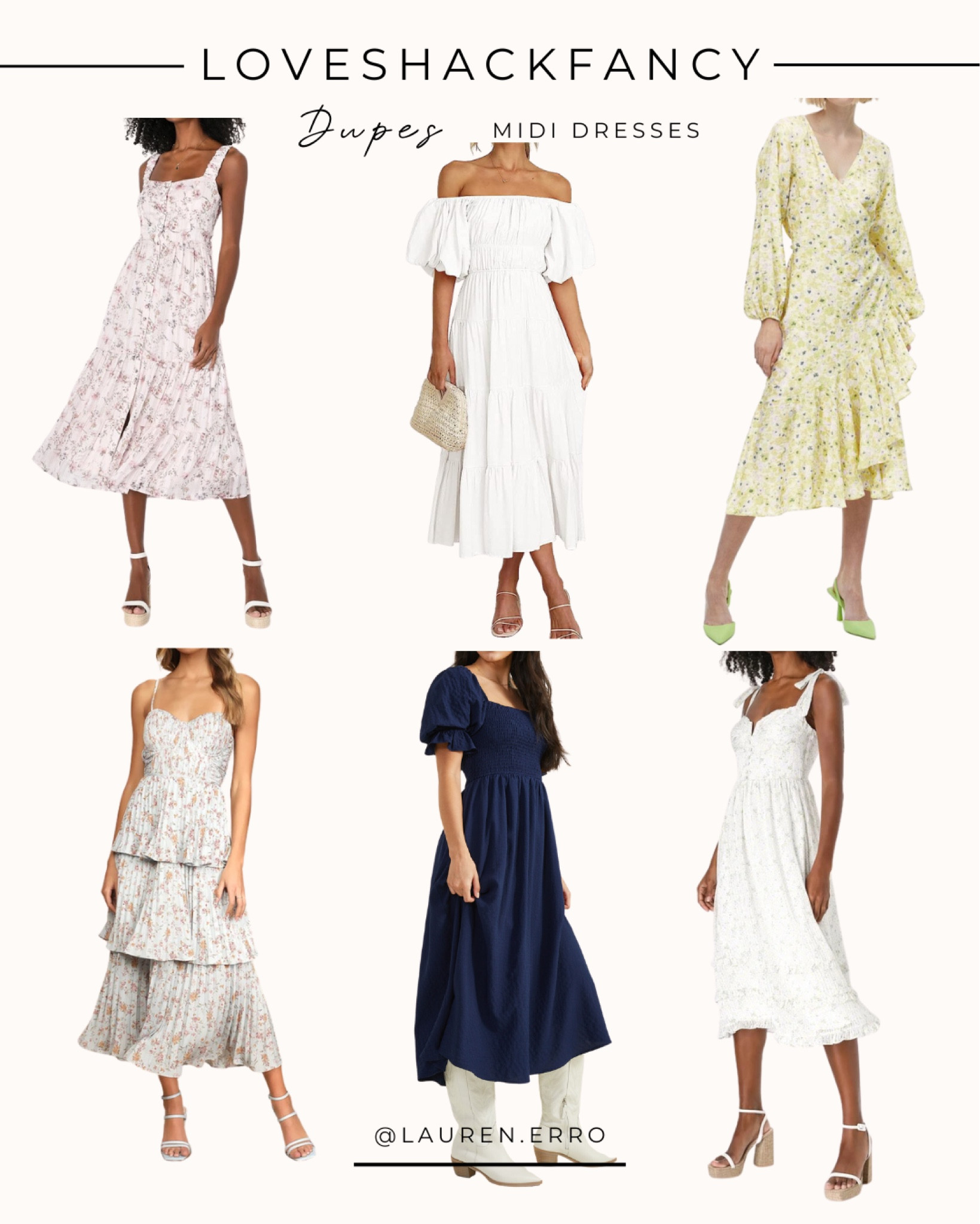 LoveShackFancy inspired midi dresses!
.
.
.
LoveShackFancy, Amazon, lulu’s, shein, ruffles, tiered, floral, puff sleeve, tank dress, midi dress 

#LTKunder100 #LTKstyletip #LTKFind