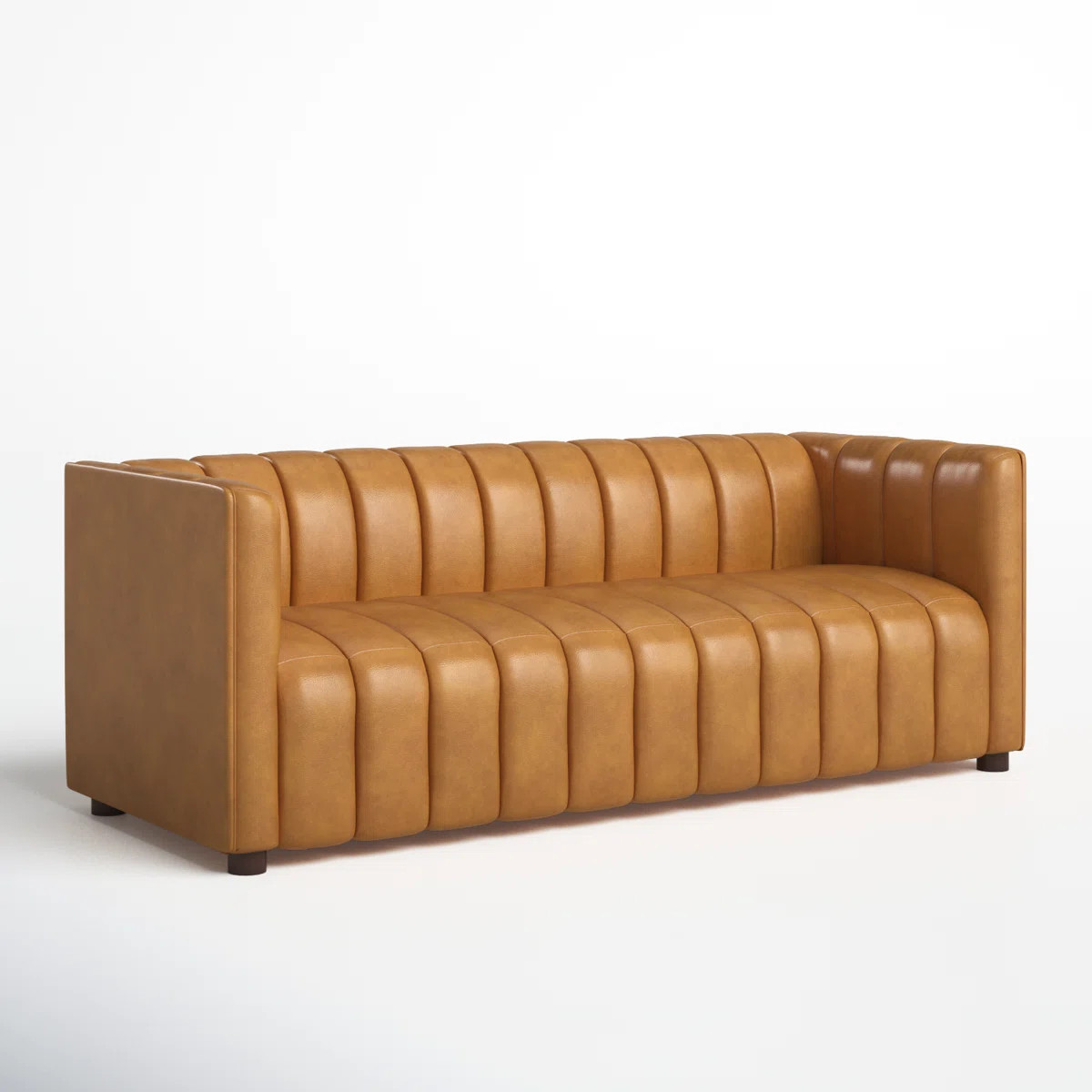 Anorea 83'' Genuine Leather Channel Tufted Sofa | Wayfair North America