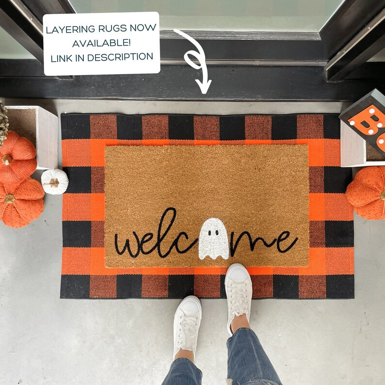Halloween Doormat Ghost Welcome Mat Halloween Decor Outdoor - Etsy | Etsy (US)
