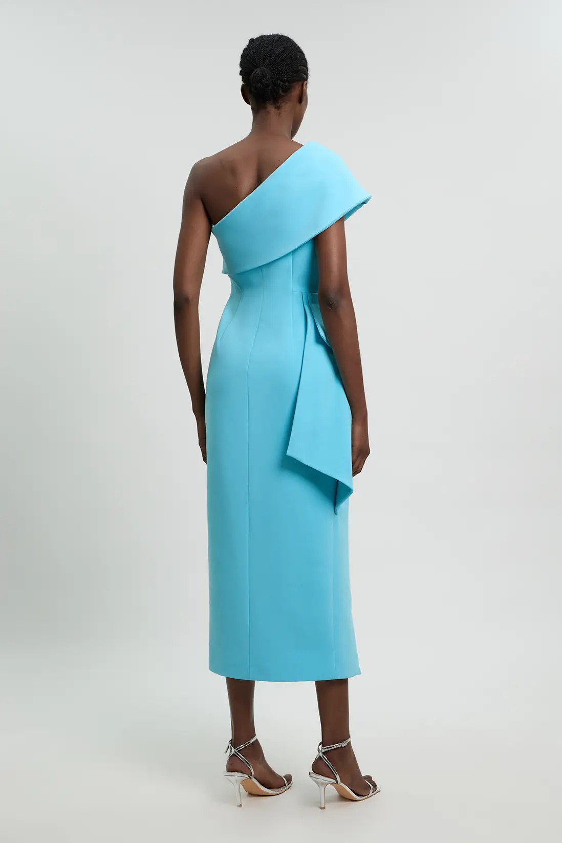 Turquoise KarenMillen Compact Stretch Ruffle Detail Asymmetric Pencil Dress | Debenhams | Debenhams UK