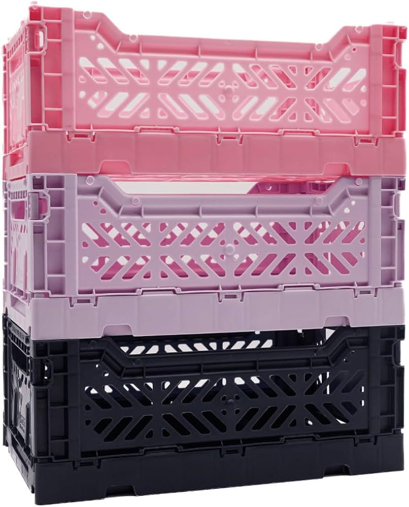 Collapsible Storage Box, Foldable Crate Organizer Bin with Handle, Stackable Crates for Home Orga... | Amazon (US)