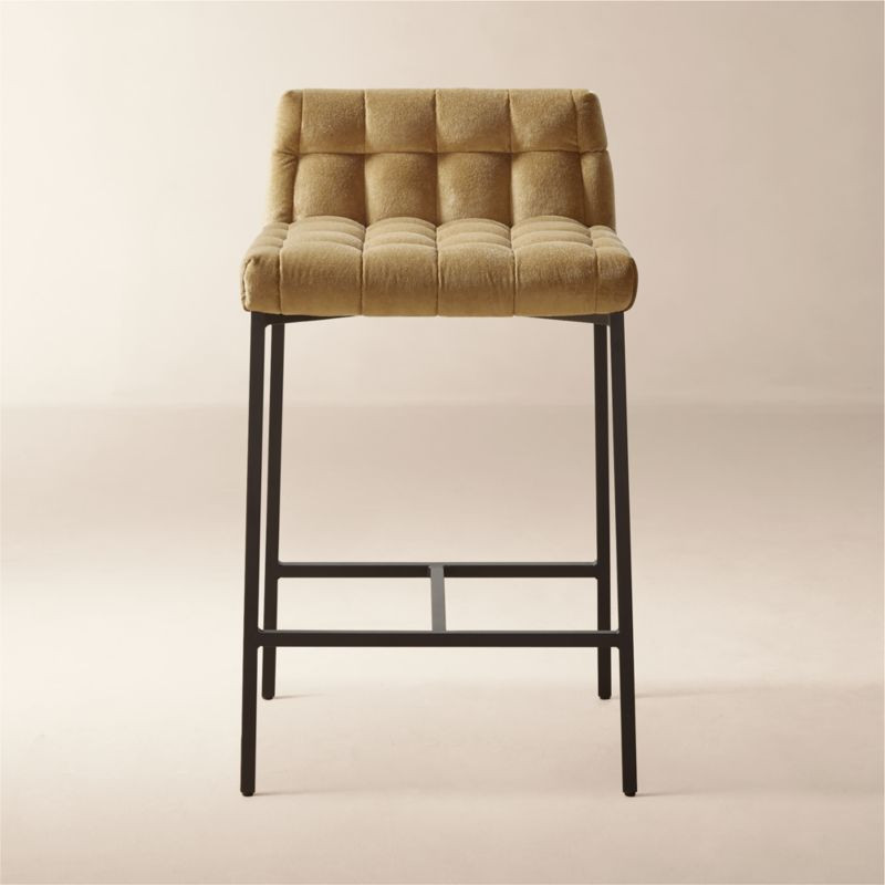 Gabe Gold Tufted Low-Back Counter Stool Set of 2 | CB2