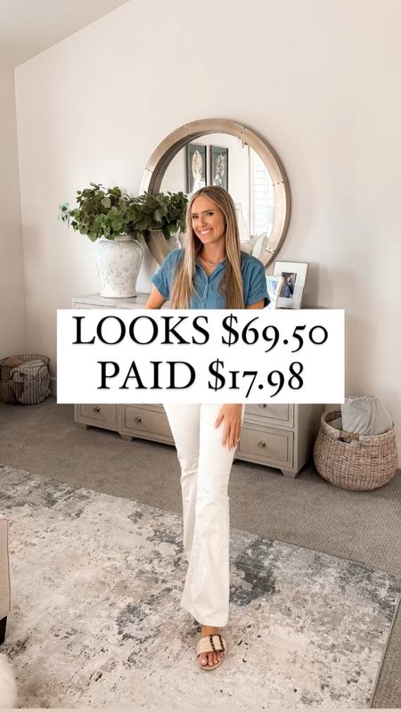 $17.98 shirt to stock up on!!  Comes in 4 gorgeous colors you’ll wear again and again!

This button-up shirt runs true to size; I'm wearing a small and I'm 5'8" for reference! It is soft, has a nice flowy fit, and is so cute with a half tuck into pants or full tuck into a skirt!

You do NOT need to spend a lot of money to look and feel INCREDIBLE!

I’m here to help the budget conscious get the luxury lifestyle.

Spring fashion / Spring outfit  / Walmart fashion / Affordable / Budget / Women's Casual Outfit / Classic Style / Denim Outfit / Elevated Style

#LTKsalealert #LTKfindsunder50 #LTKfindsunder100