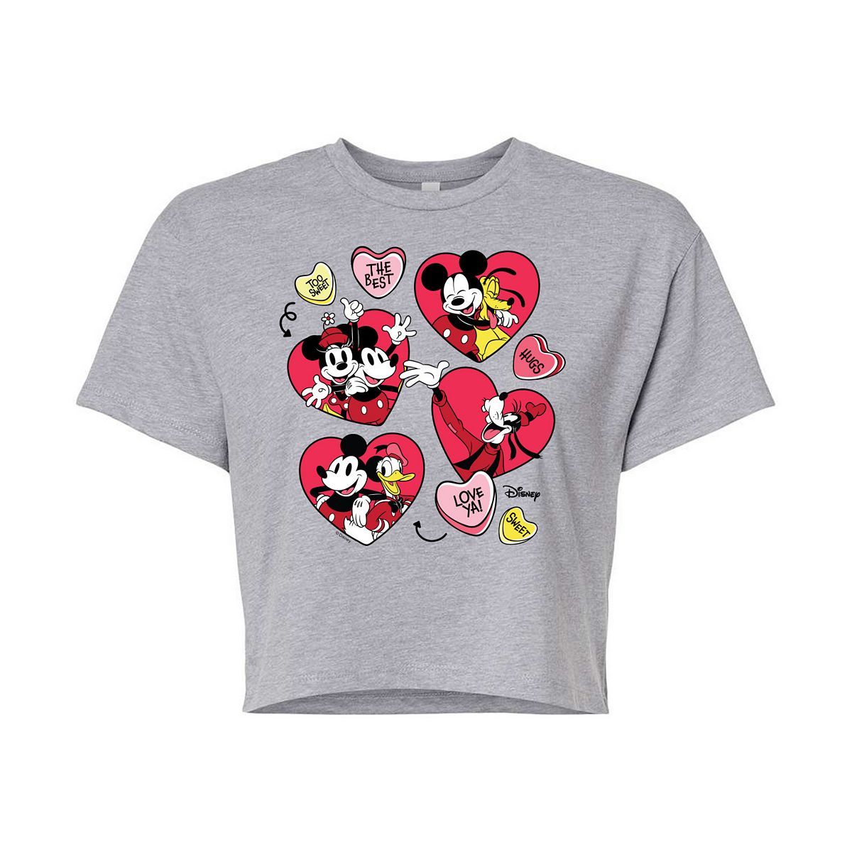 Disney's Mickey Mouse & Friends Juniors' Hearts Cropped Tee | Kohl's