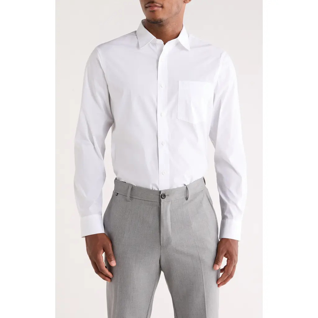 Nordstrom Solid Stretch Button-Up Shirt in White at Nordstrom Rack, Size Xx-Large | Nordstrom Rack