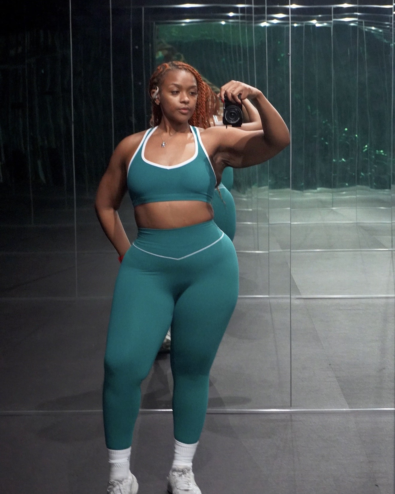 Bra - Size Medium 
Leggings - Size Large 

Support me with code: CCURVES

#LTKActive #LTKfitnessgoals #LTKootd