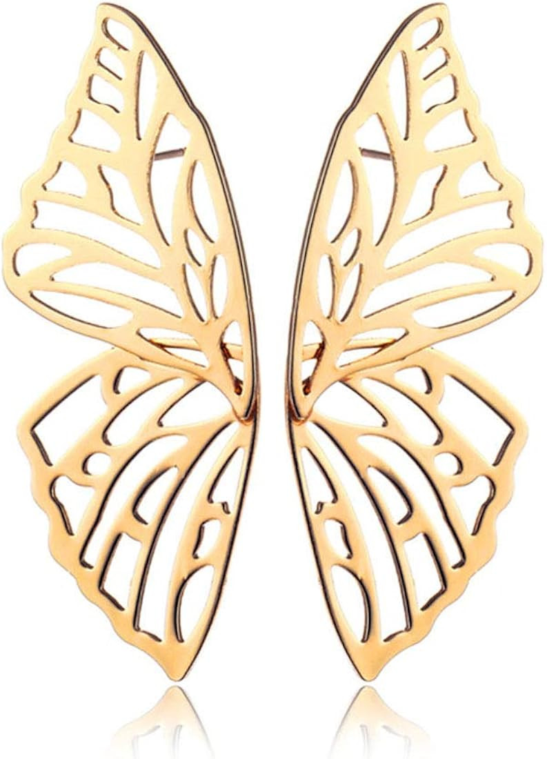 Fashion Hollow Big Butterfly Drop Dangle Earrings Gold Exaggerated Butterfly Wings Personality St... | Amazon (US)
