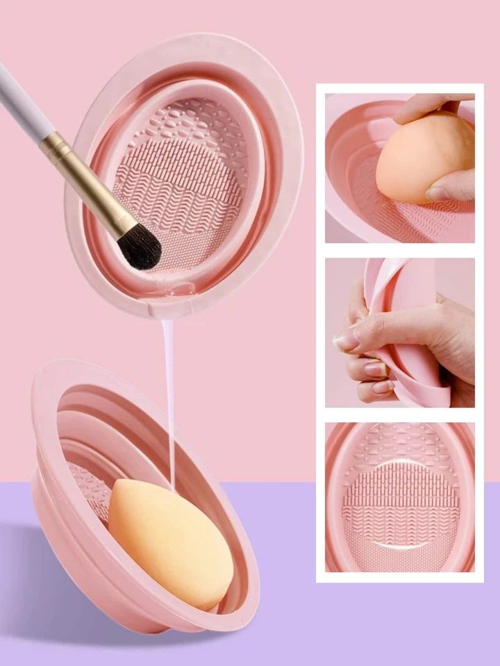 Foldable Facial Sheet Bowl, 1Pc Silicone Portable Makeup Tool Sponge Brush Cleaning Tool Makeup B... | SHEIN