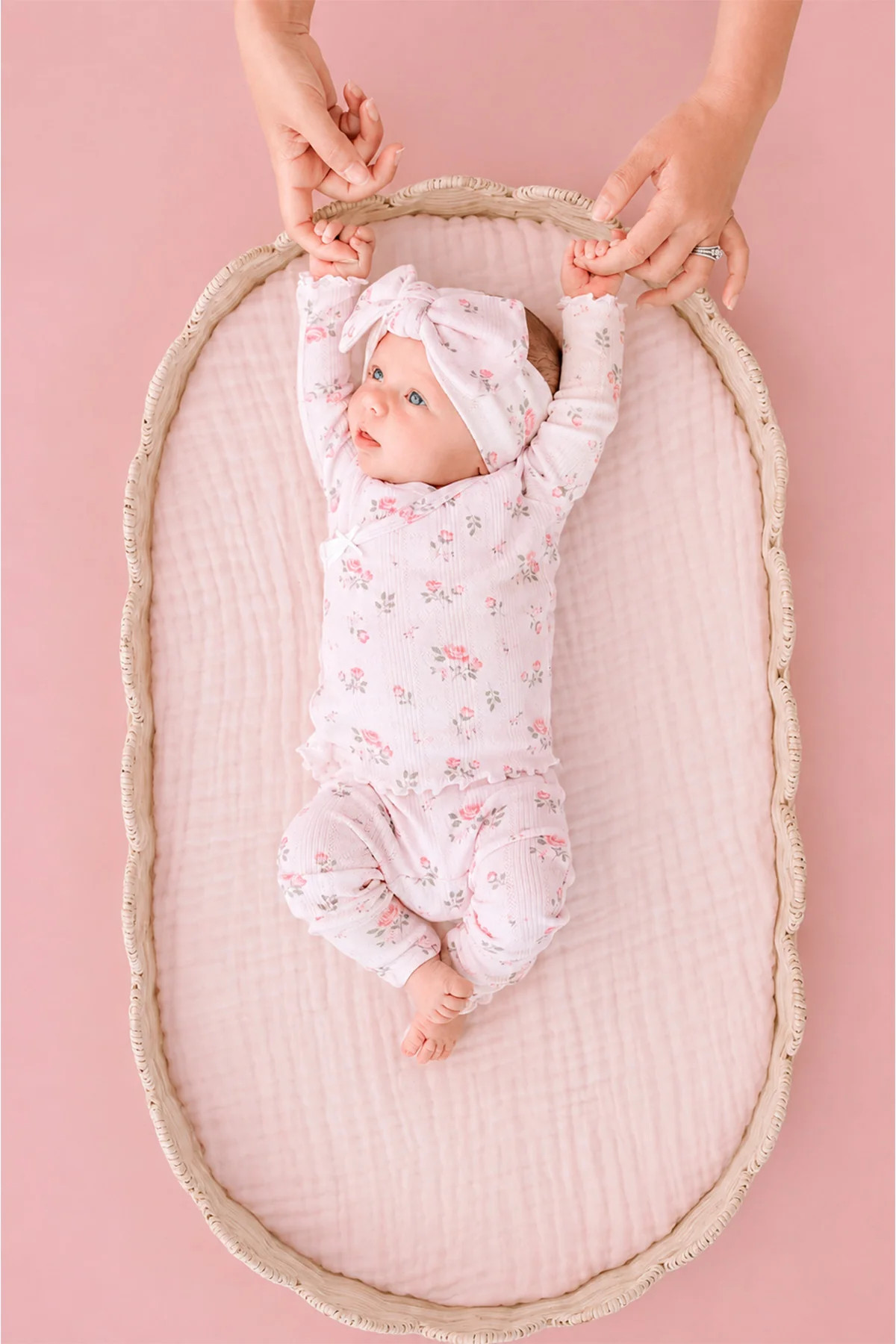 Two-Piece Pointelle Crossover Set | Rose Garden Blush | Caden Lane