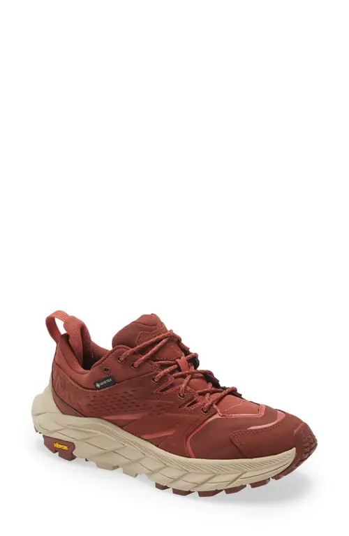 HOKA Anacapa Low Gore-Tex® Waterproof Hiking Shoe in Cherry Mahogany/hot Sauce at Nordstrom, Size 10 | Nordstrom