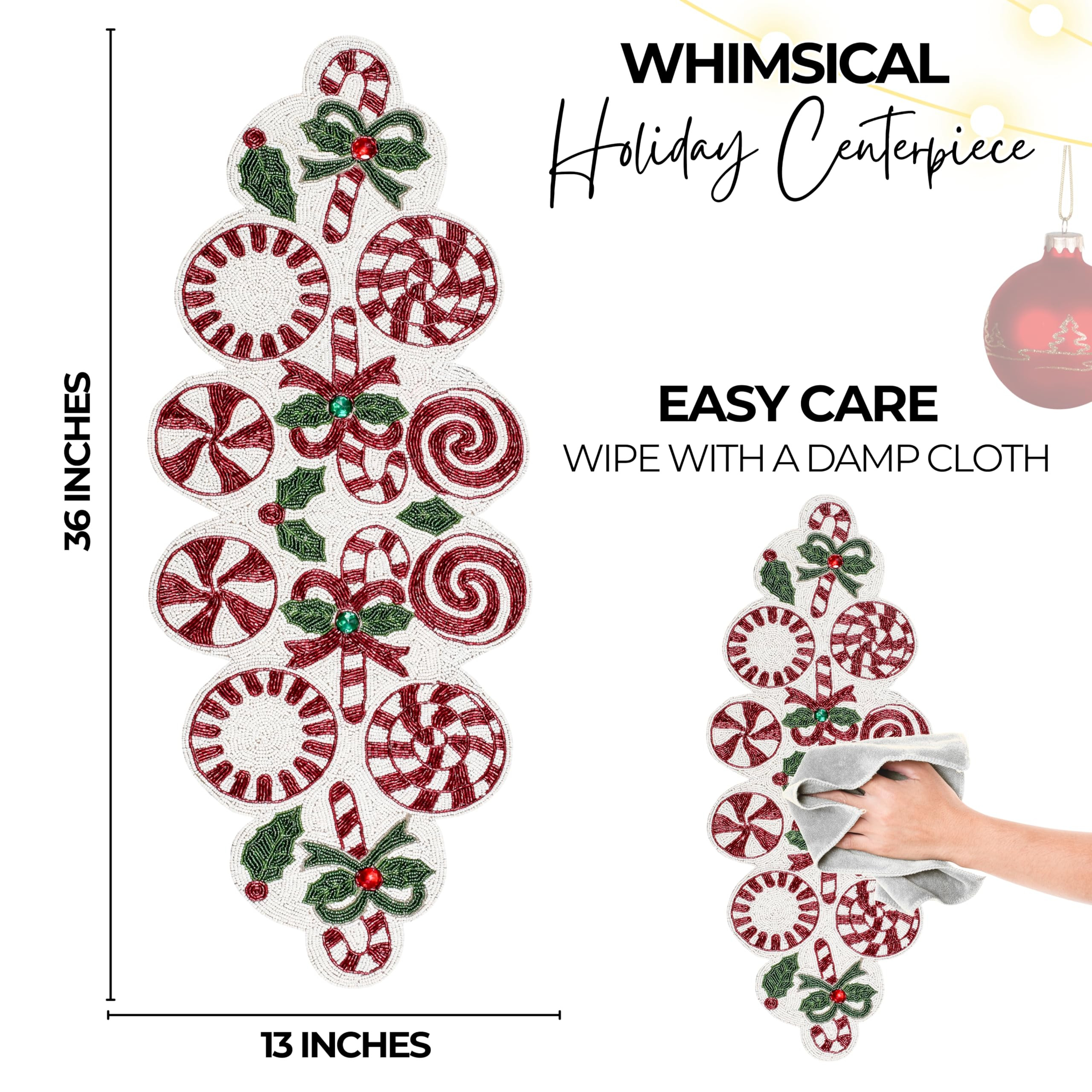 Luxury Beaded Runner 36 inch- Premium 13x36 Inch Candy Beaded & Polyester Christmas Beaded Runner... | Amazon (US)