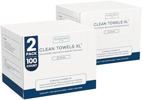 Clean Skin Club Clean Towels XL®, 100% USDA Biobased Face Towel, Disposable Face Towelette, Ecze... | Amazon (US)