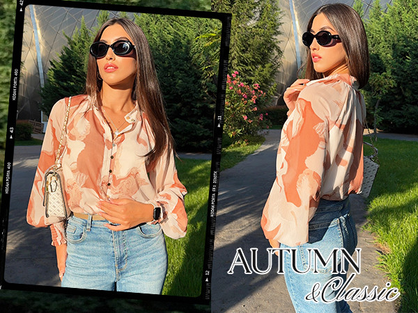 ZESICA Women's Floral Print Blouse 2026 Long Sleeve Button Down Casual Fall Boho Oversized Tops S... | Amazon (US)