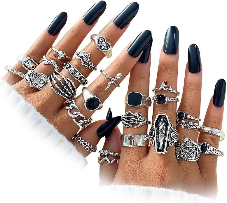 IFKM Vintage Silver Knuckle Rings Set for Women, Stackable Joint Finger Statement Rings Bohemian ... | Amazon (US)