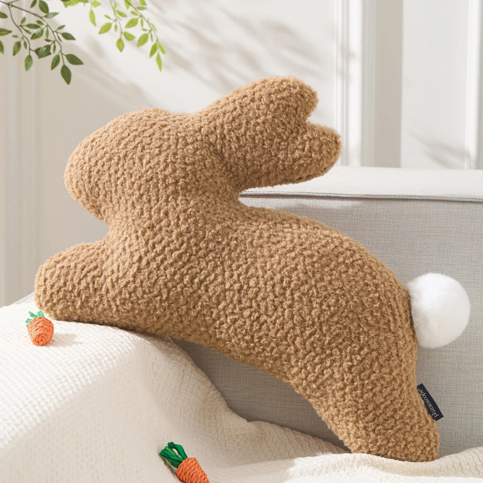 Phantoscope Happy Easter Rabbit Shaped Teddy Fleece Soft Throw Pillow for Bedroom Living Room Dec... | Walmart (US)