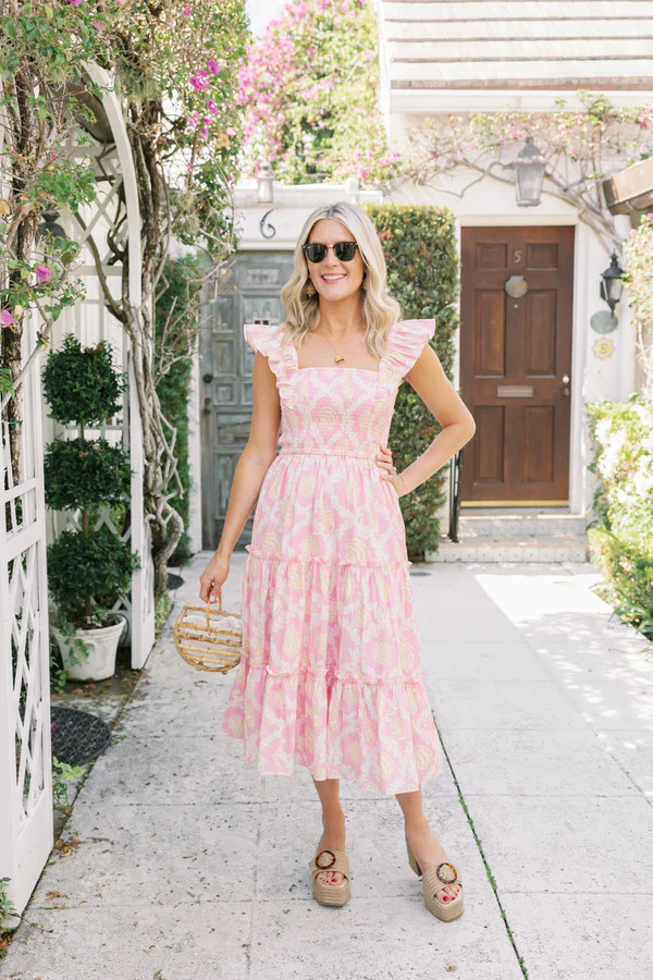 Flutter Sleeve Smocked Midi Dress | Sail to Sable