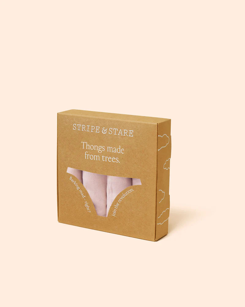 Thong Four Pack - Pink a Boo | Sustainable TENCEL™ Lace Underwear | Stripe and Stare
