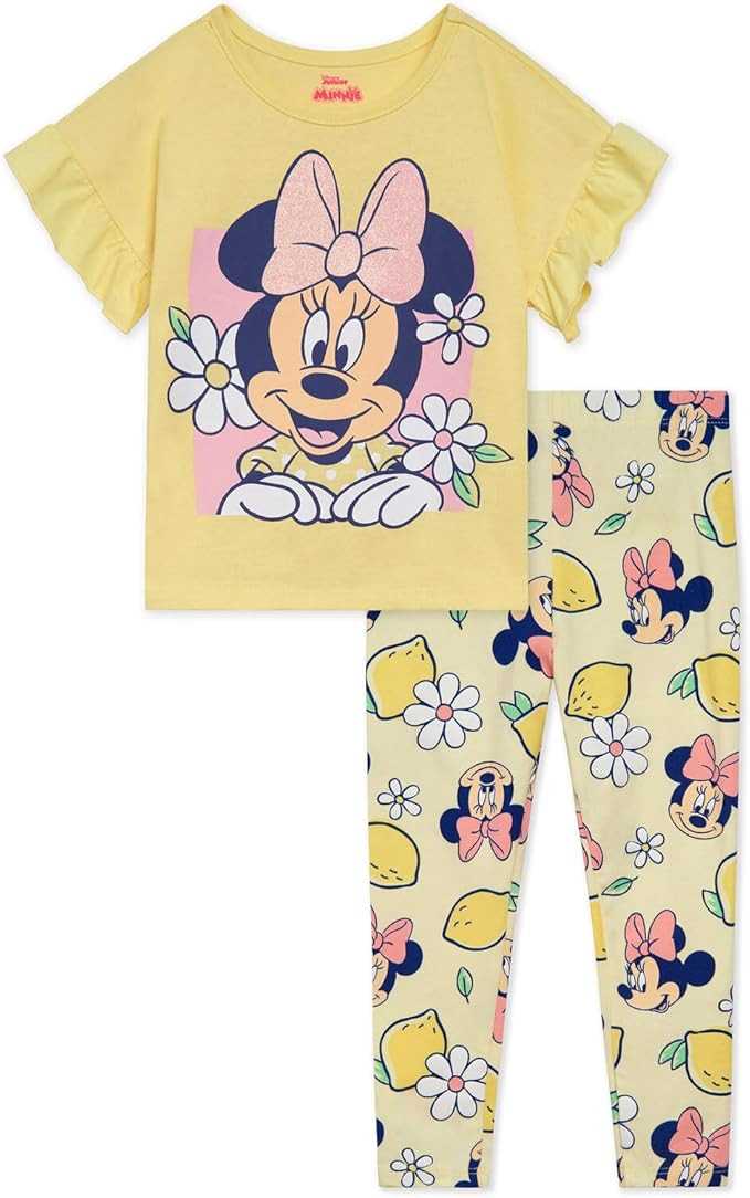 Disney Minnie Mouse Cotton T-Shirt and Leggings Outfit Set for Girls - Infant to Big Kid Sizes (1... | Amazon (US)