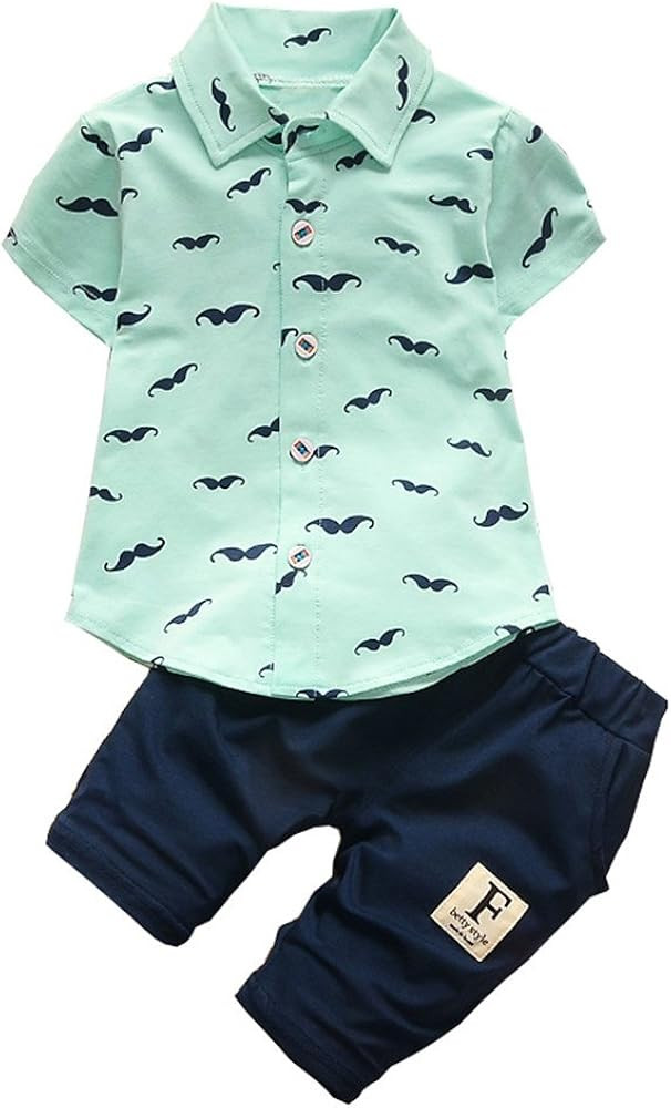 Summer Clothes Newborn Baby Outfit Shirts for Boys Sets Short Sleeve Shirt +Pant 2pcs Suit | Amazon (US)