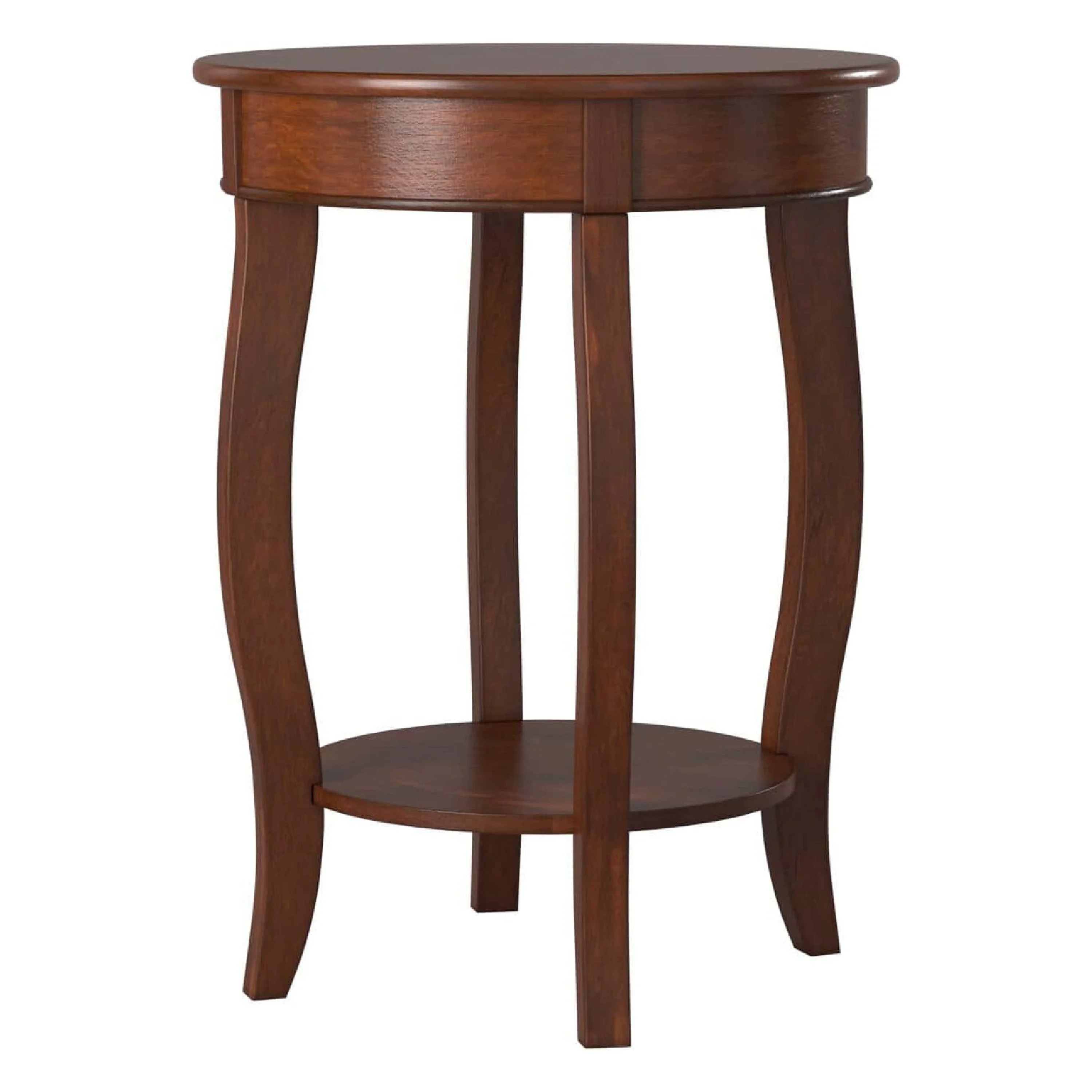 Powell Fiore Round Indoor Accent Side Table with Shelf, 24" Tall, Dark Hazelnut | Walmart (US)