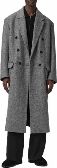 AllSaints Ezra Oversize Wool Herringbone Topcoat | Nordstrom | Nordstrom