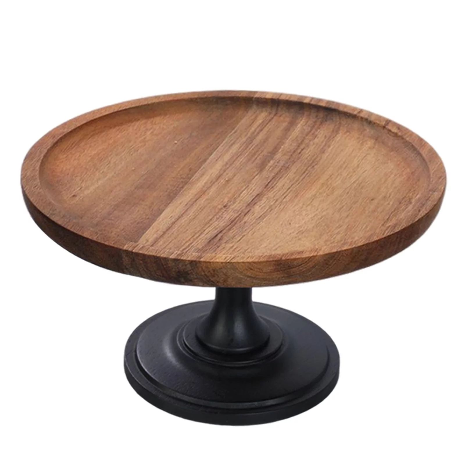 Solid Wooden Tray,Round Display Plate,High-Footed Cake Plate Stand for Birthday 25cm - Walmart.co... | Walmart (US)