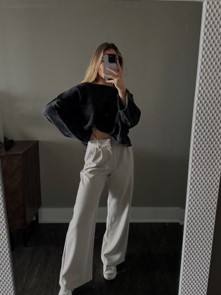 abercrombie trousers, work ootd, outfit inspo, style guide, wide leg pants