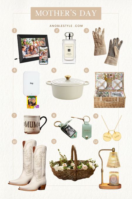 Mother’s Day Gift Guide. Gift ideas for all of the moms in your life! 


Digital picture frame, jo Malone perfume, garden gloves, portable mini photo printer, canon ivy, Dutch oven, picnic basket, mum coffee mug, personalized keychain, personalized necklace, cowboy boots, cowgirl boot, wicker garden basket, candle warmer lamp

#LTKStyleTip #LTKGiftGuide #LTKHome