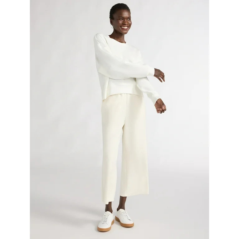 Scoop Women's and Women's Plus Ultimate ScubaKnit Cropped Sweatshirt with Drop Sleeves, Size XS-4... | Walmart (US)