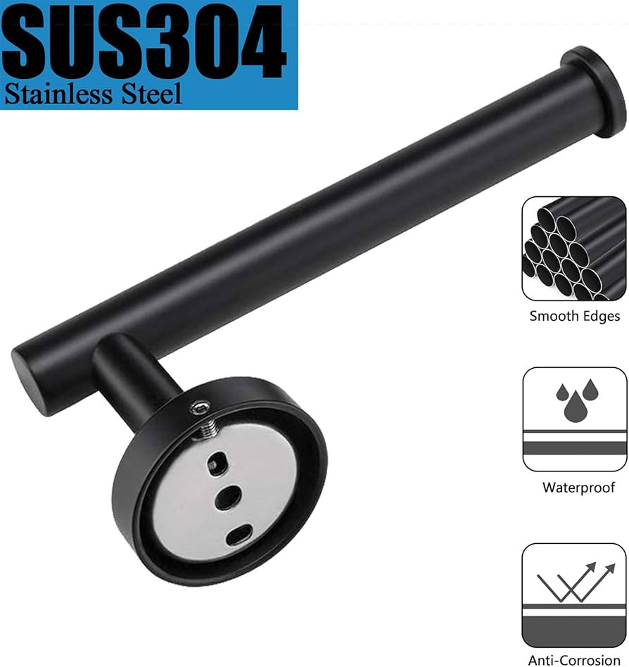 Pynsseu Bathroom Towel Ring Set, 304 Stainless Steel Matte Black Hardware Accessories Set Include... | Amazon (US)