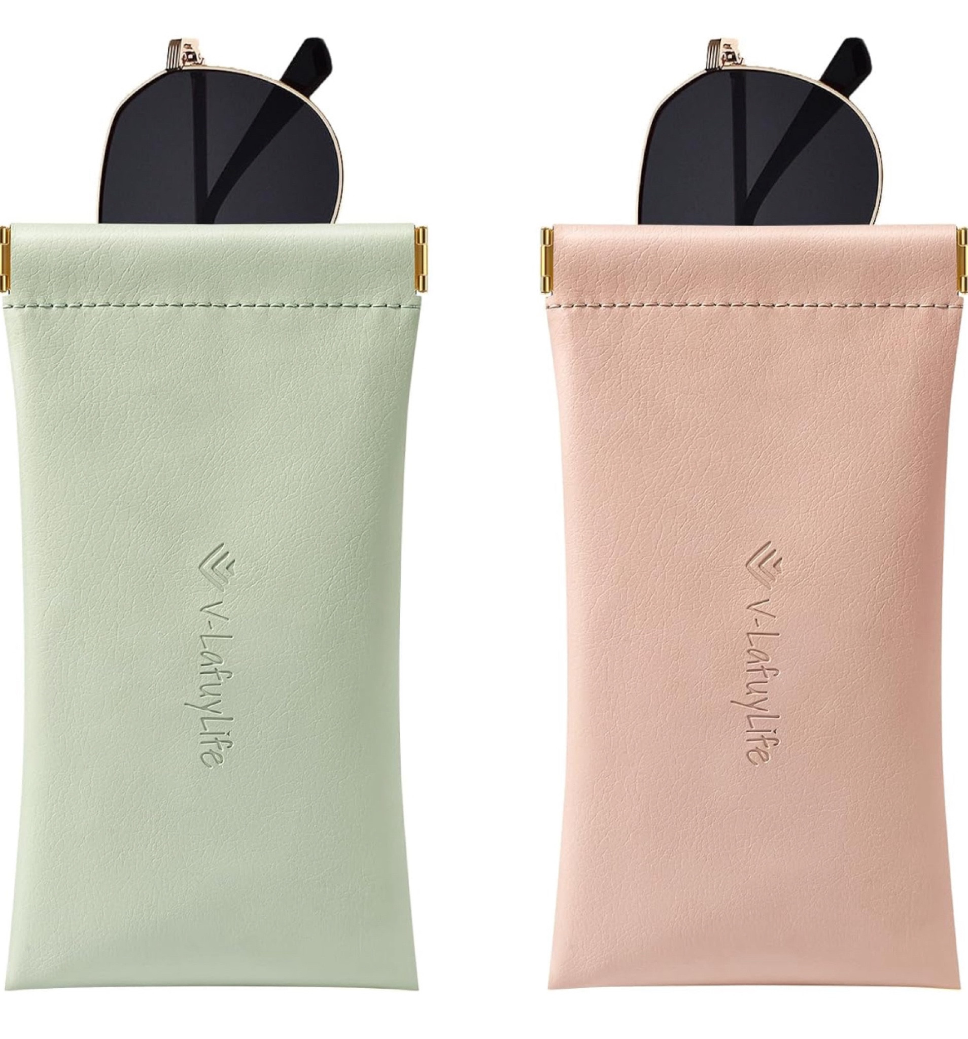 V-LAFUYLIFE Glasses Case Soft 2 Pack - Portable Leather Squeeze Top Eyeglass Case,Soft Sunglasses Case

#LTKTravel